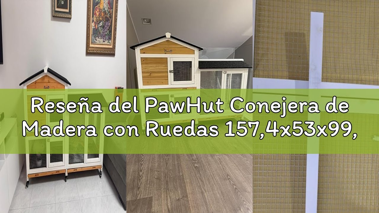 Reseña del PawHut Conejera de Madera con Ruedas 157,4x53x99,5 cm Jaula para Conejos Grande con Techo