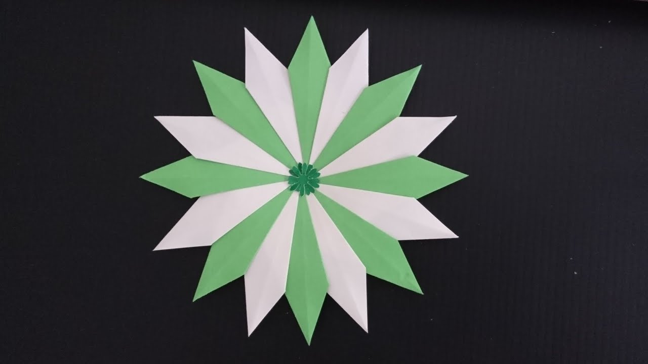 No Glue Origami Mandala 16-point Star Flower 折纸星 曼陀罗