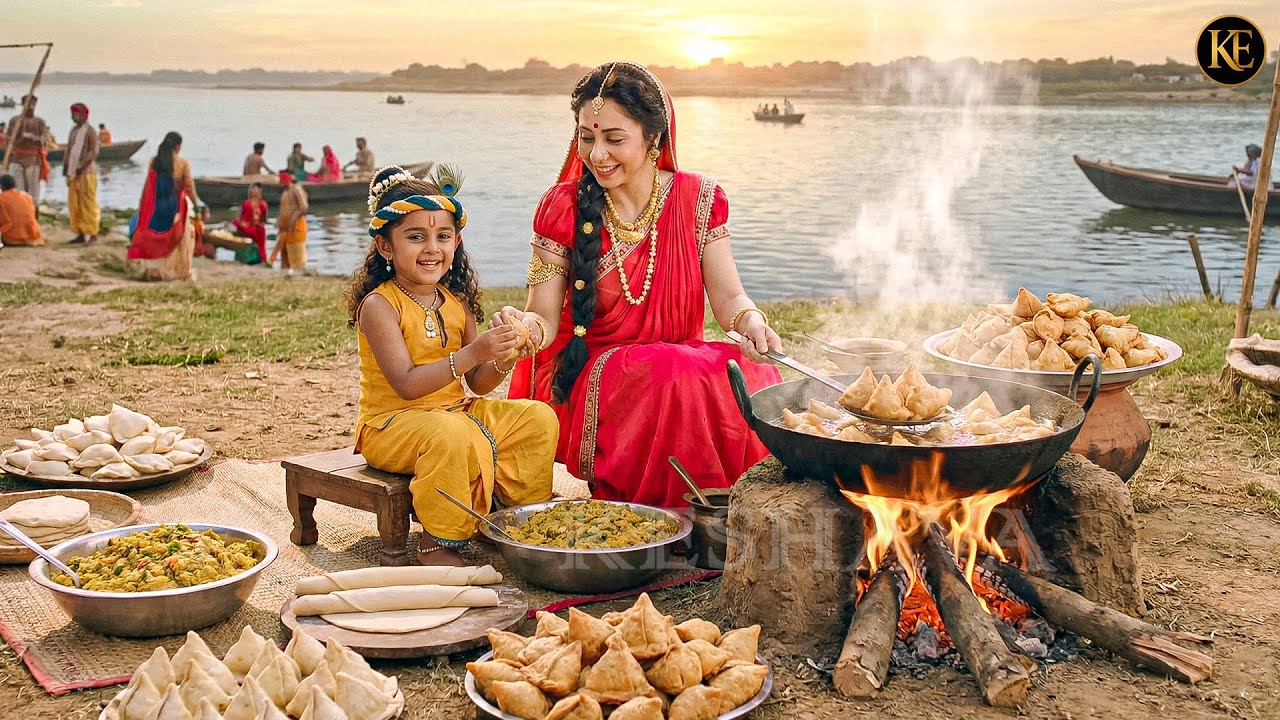 यशोदा मैया ने बाल कान्हा के लिए बनाए गर्म-गरम समोसे || यशोमती मईया के नंदलाला || Shree Krishan leela