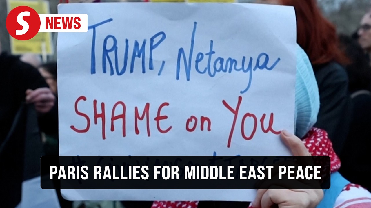 Paris demonstrators urge for a stop to violence in Middle East