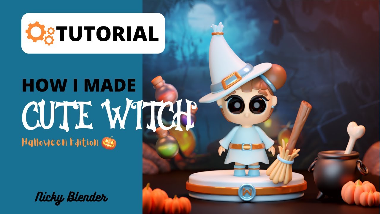 How to make a CUTE WITCH | Halloween Edition 🎃 - Blender 2.93 Tutorial