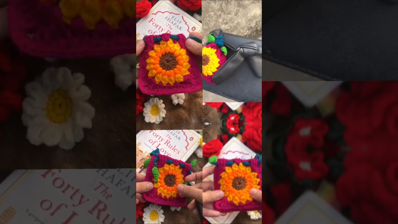 Hurry up! Make your own crochet sunflower mini money pouch perfect for money and earbuds 🌻💐