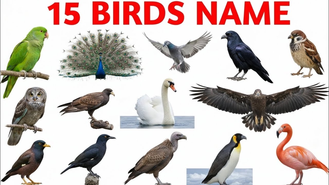 15 Birds Name |Birds Name Hindi & English| पक्षियों के नाम | Birds Name for kids | BirdsName