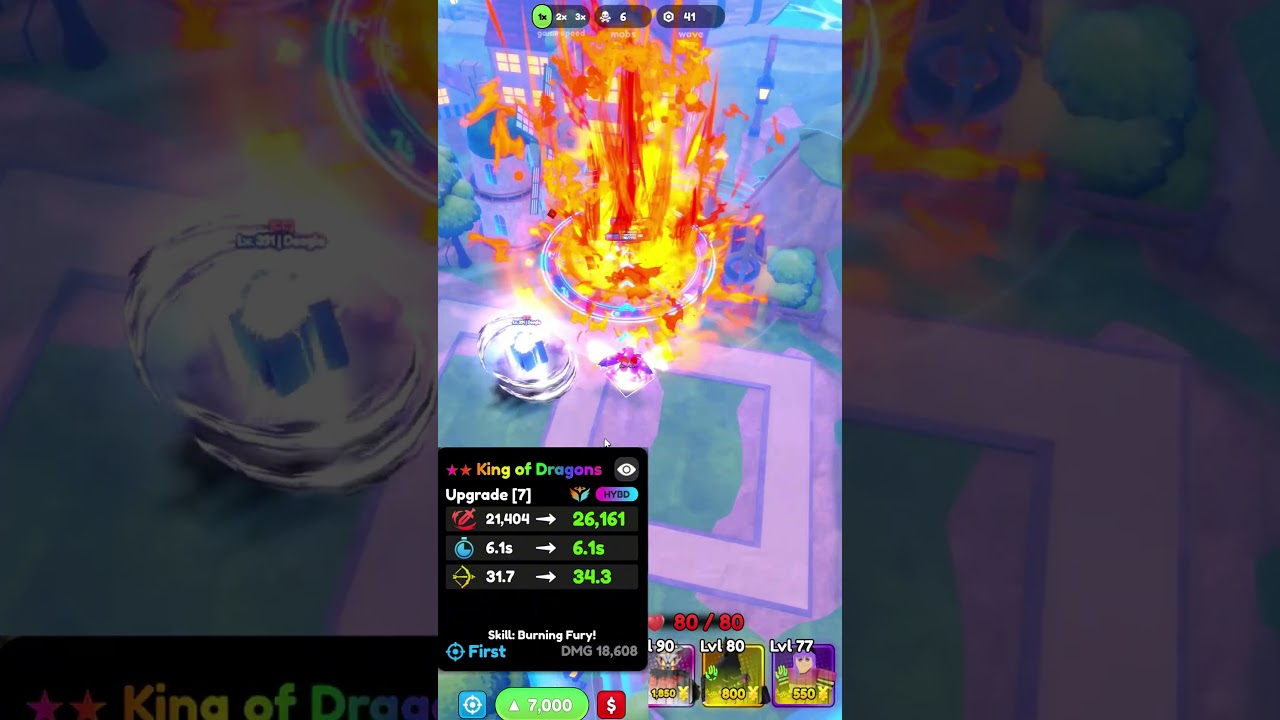 Double Evo King Of Dragons Showcase In Anime Defenders #animedefenders #roblox #shorts