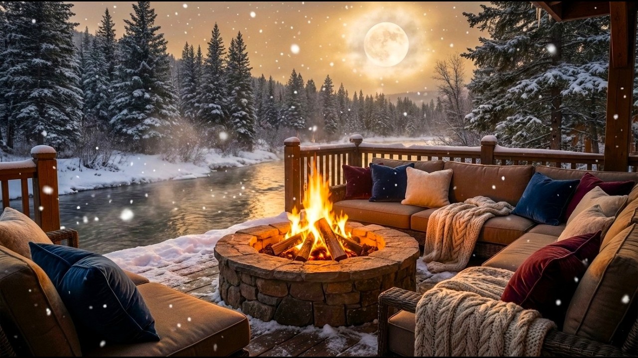 4K NO ADS | Peaceful Forest Campfire by a Gentle River 🌲  Relaxing Birds 🕊️ Zen 💤