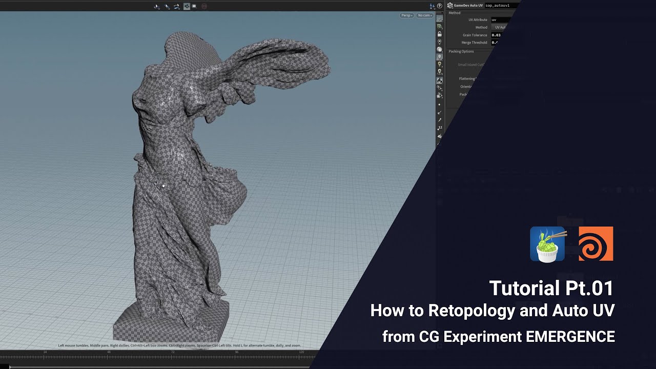 How to Retopology and Auto UV | Houdini tutorial beginner(include project file) Tutorial Pt.01