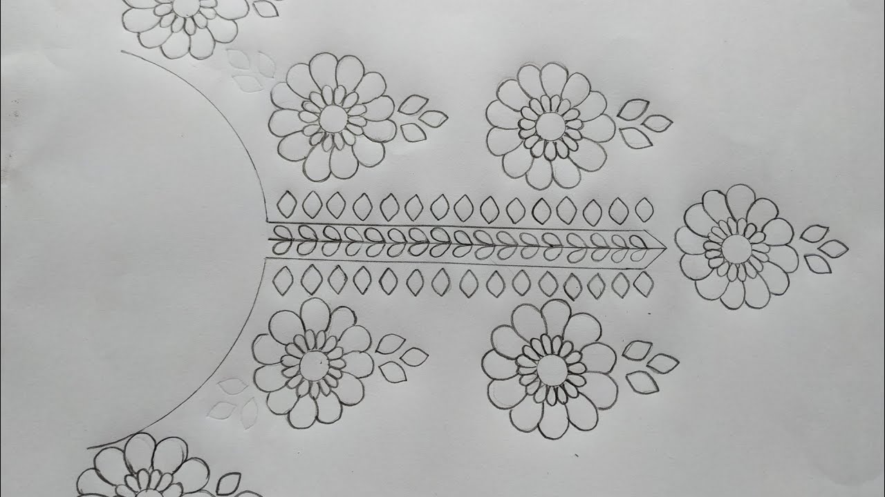 ফুলকারি সুন্দর একটি গলার ডিজাইন আঁকার নিয়ম, Neck Design Art Tutorial for Beginners