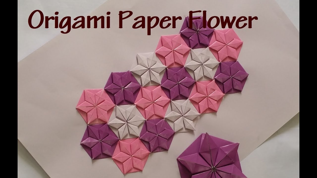 Origami paper flower - How to make origami flower wall art.
