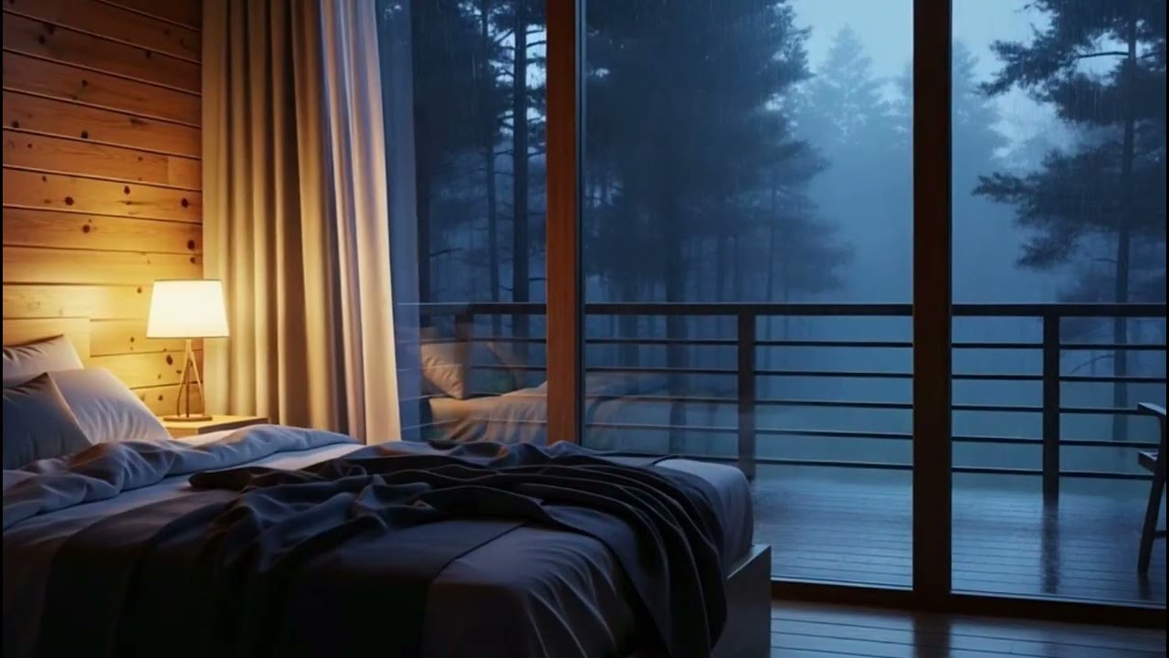 Steady Rain on a Cozy Cabin Roof in the Forest 🌧️🏡 | Night Ambience for Deep Sleep & Relaxation