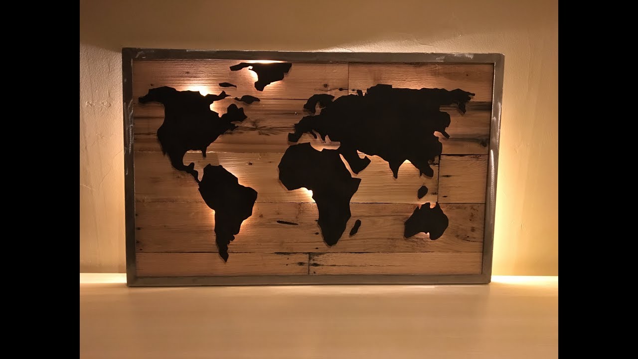 DIY Reclaimed Pallet Wood LED Map - Part 2