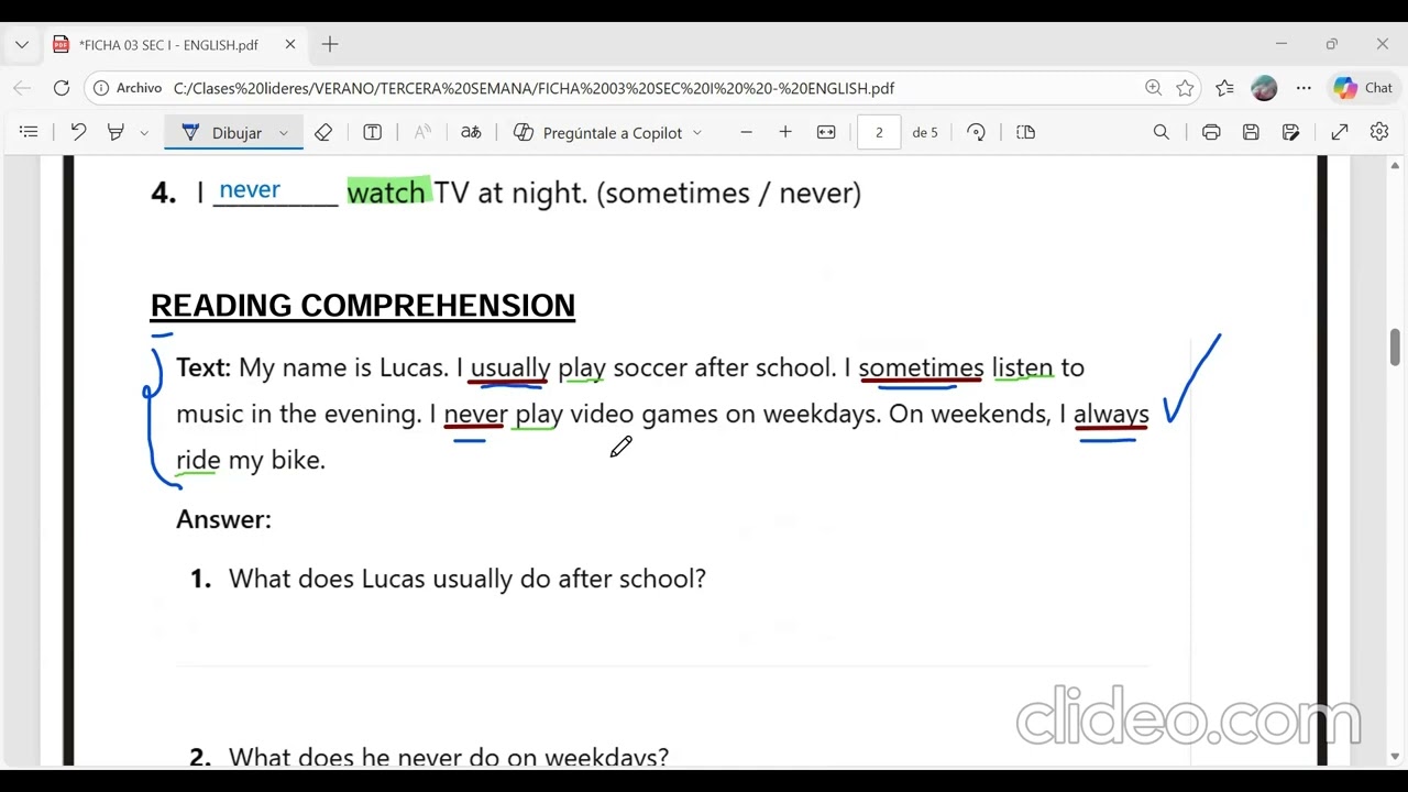 SEC I - ENGLISH CLASS