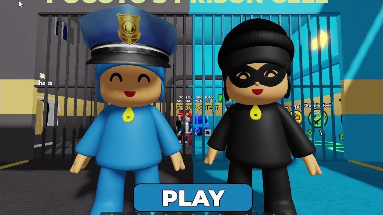 POCOYO POLICE VS THIEF PRISON RUN! Obby roblox! Gameplay Walkthrough #roblox #roblox bedwars