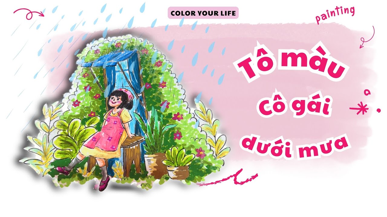 🌧️TÔ MÀU CÔ GÁI DƯỚI MƯA🌧️TÔ MÀU THƯ  GIÃN #tomauthugian #tomau #relaxing 