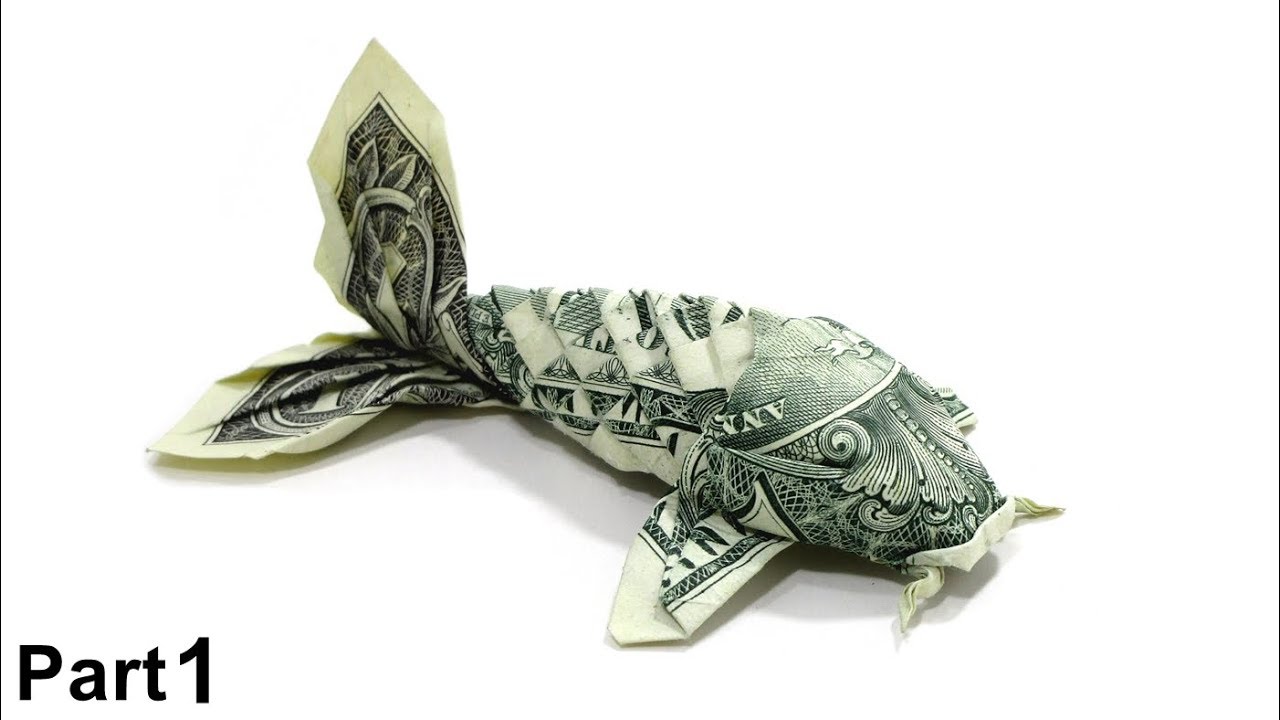 Origami Dollar bill Koi Fish (Won Park) part 1 $1 money billete