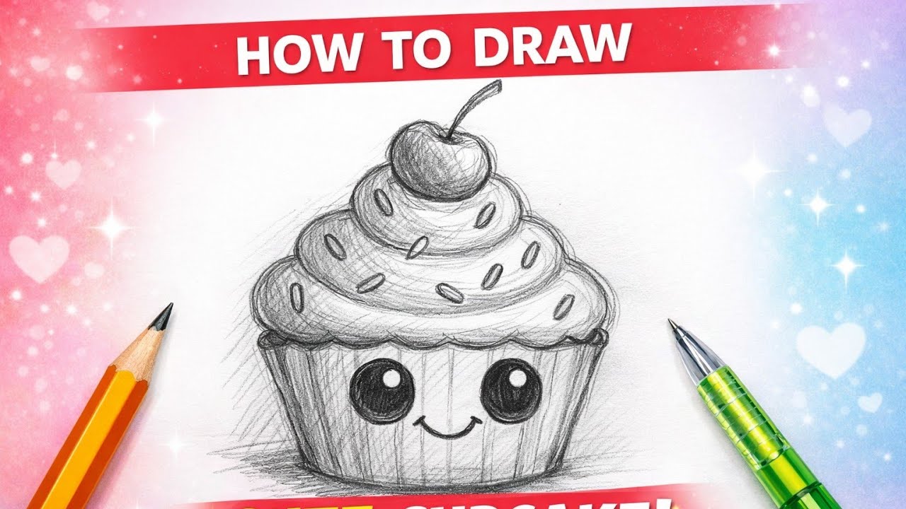 Cute cup cake sketch 