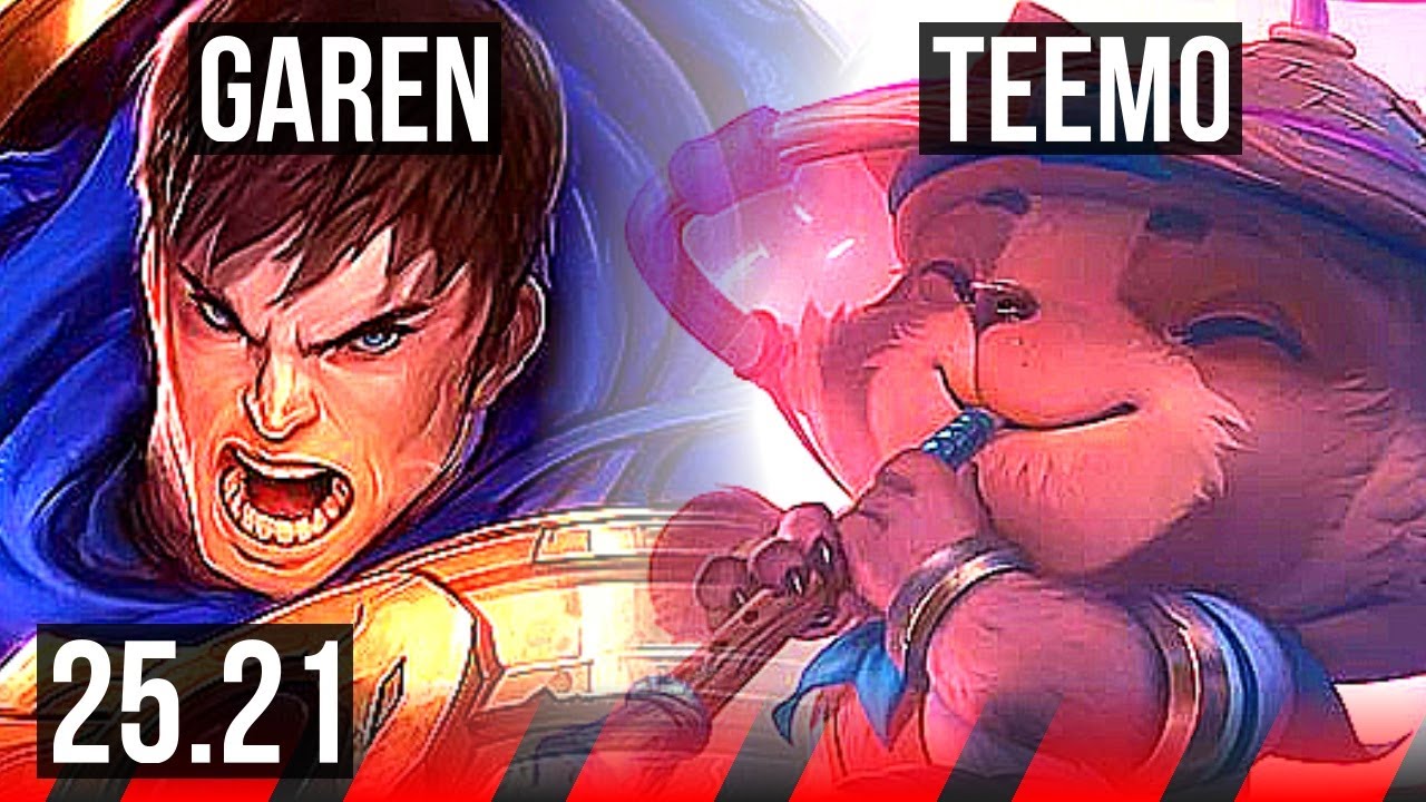 GAREN vs TEEMO (TOP) | 9 solo kills, 1900+ games | KR Master | 25.21
