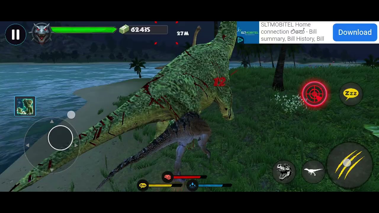 A 5 minute vedio in jurassic clash with carnotosaurus