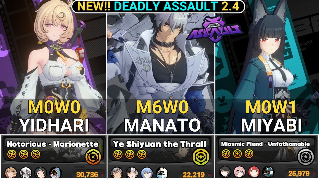 M0W0 Yidhari & M6W0 Manato & M0W1 Miyabi Showcase | NEW! Deadly Assault Zenless Zone Zero 2.4