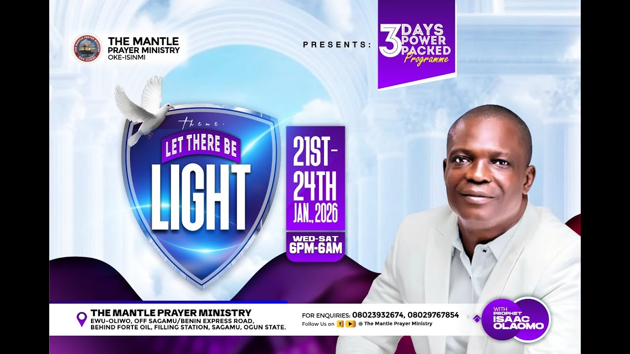 3DAYS PROGRAMME (DAY THREE NIGHT) || LET THERE BE LIGHT || JANUARY 23, 2026.