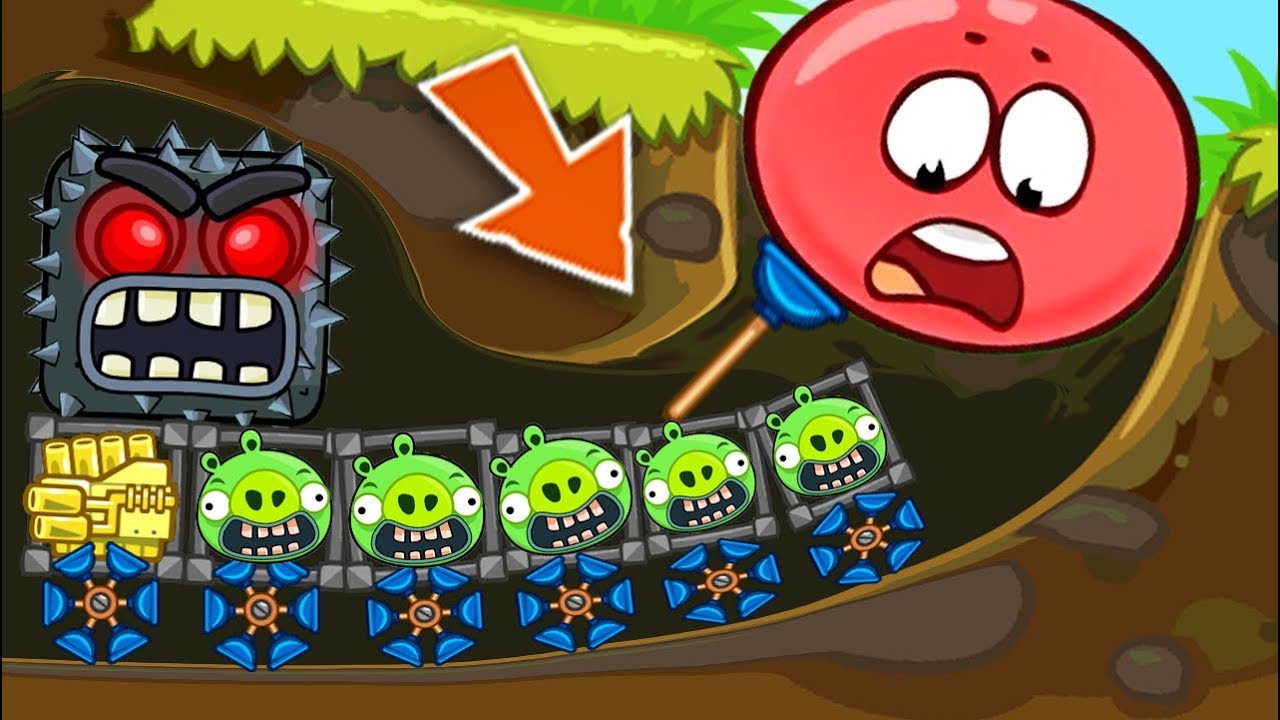 КВАДРАТЫ ПРОРЫЛИ ТОННЕЛЬ И НАПАЛИ НА ШАР В BAD PIGGIES в игре красный шарик   New Red Ball 4