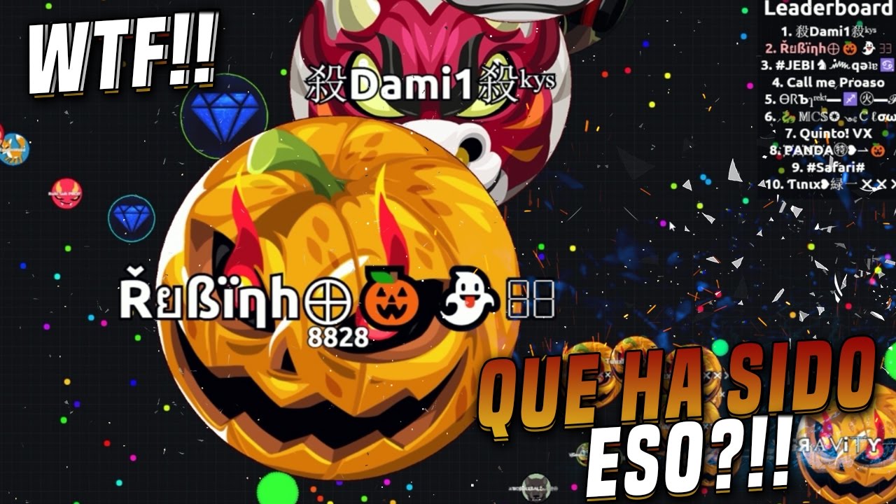 WTF!! QUE HA SIDO ESO?!! | Agar.io | Skins Halloween | Rubinho vlc