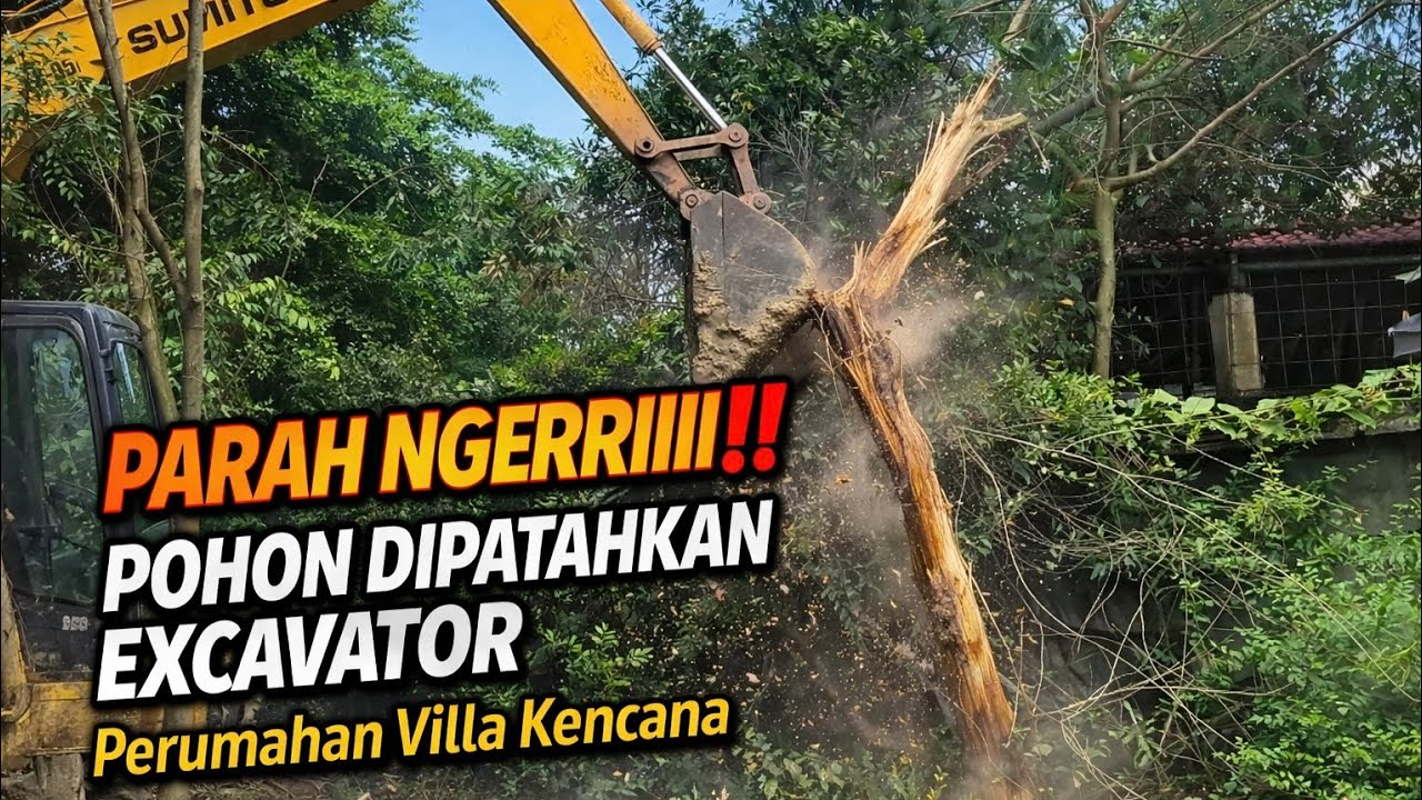 PARAH NGERRIIII‼️POHON DI PATAHKAN EXCAVATOR-PERUMAHAN VILLA KENCANA #kdm 