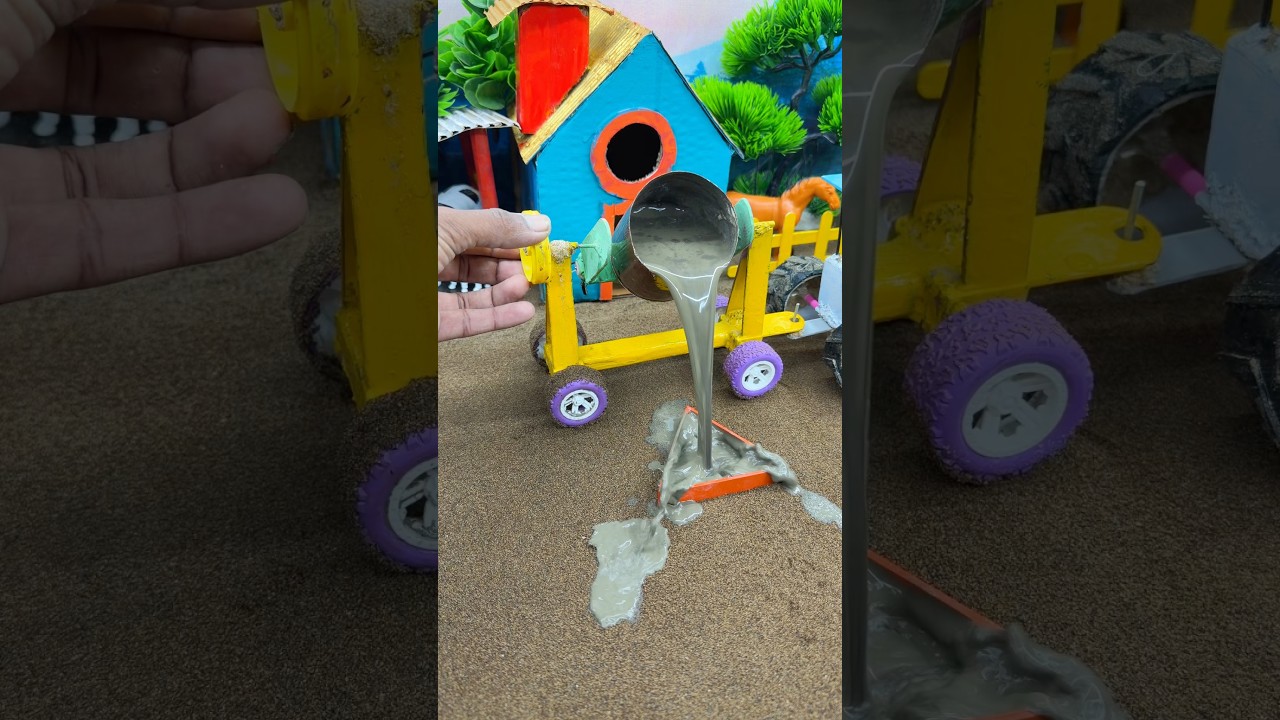 🔥 Real Working DIY Cement Mixer Tractor | Mini Concrete Pillar Casting Machine
