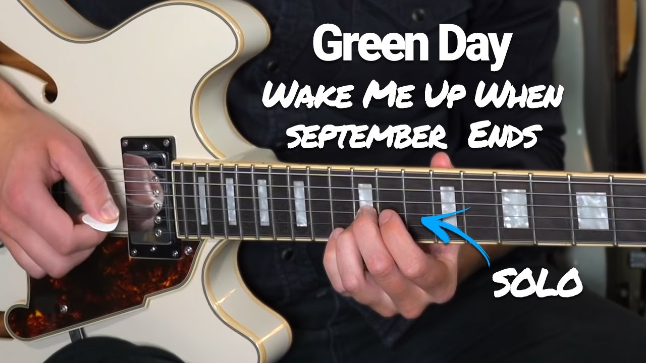 GREEN DAY - Wake Me Up When September Ends Electric Guitar Tutorial + SOLO