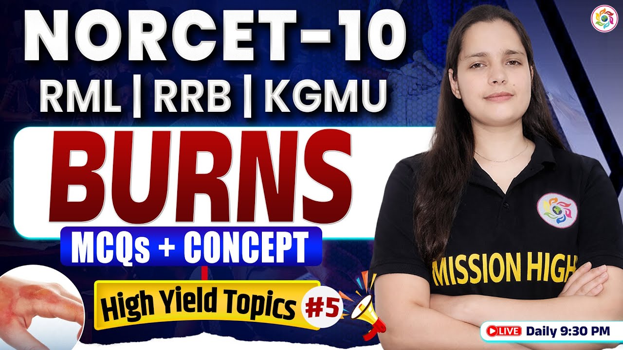 NORCET-10 High Yield Class 🚨 BURNS P-5 | RRB | KGMU | MCQs+ Concept🔥#norcet10