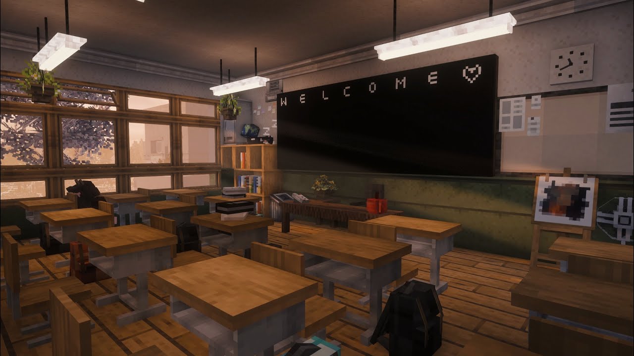 Lunch break in a Japanese classroom | Minecraft Study Music