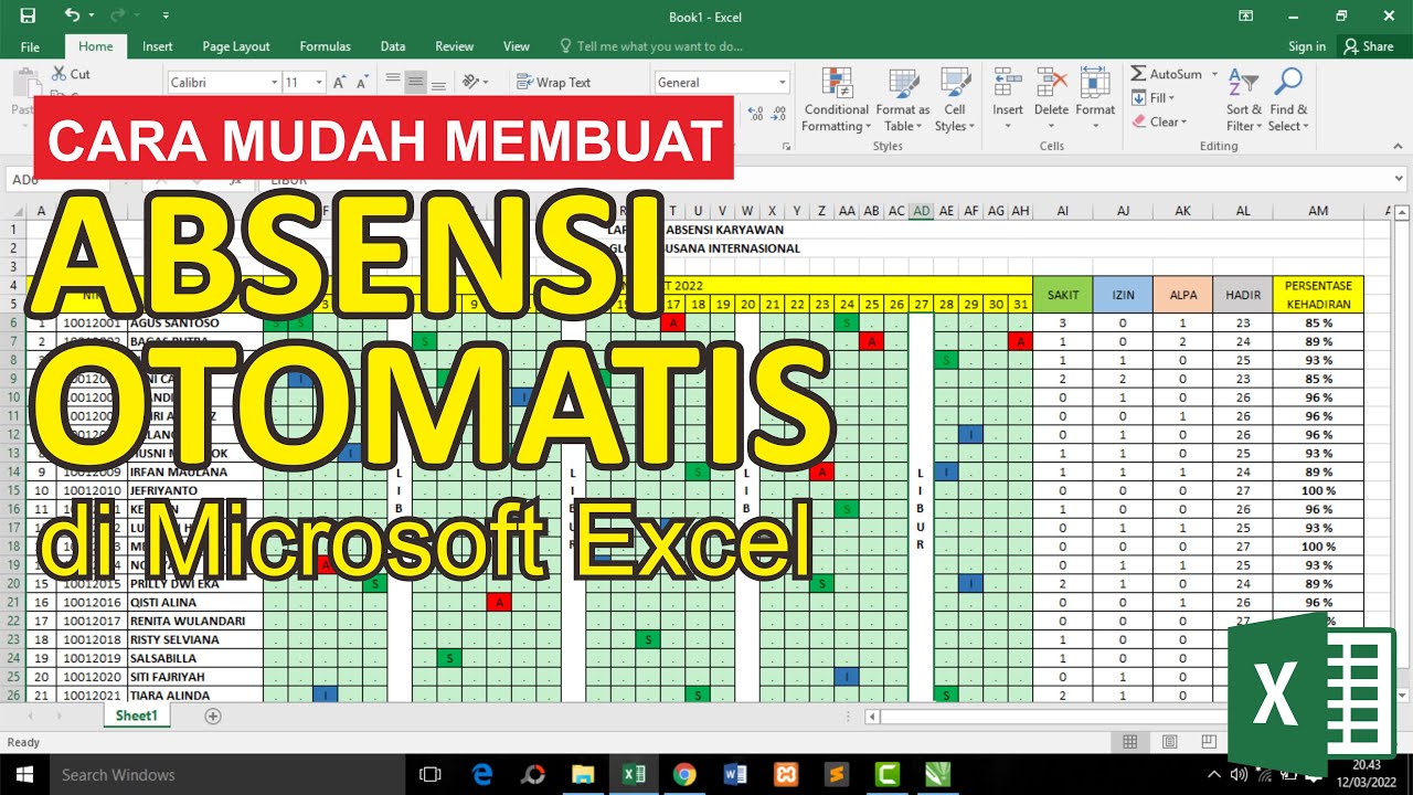 Cara Mudah Membuat Absensi Otomatis di Excel