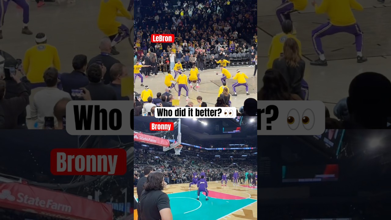 LeBron & Bronny doing Lakers&rsquo; pregame ritual 🔥 (via @LADE24, @1shotsean)