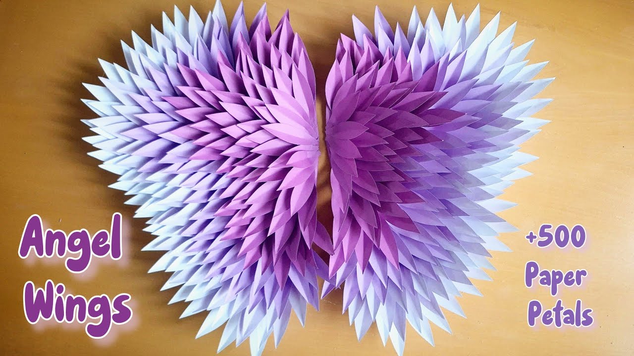 I Used +500 Paper Petals to Make These Angel Wings ✨ DIY Tutorial 💜