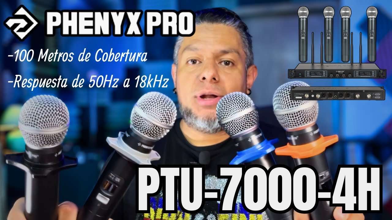 Phenyx Pro | PTU-7000-4H | Sistema Inalámbrico UHF de 4 Micrófonos | Calidad y Precio inigualable...