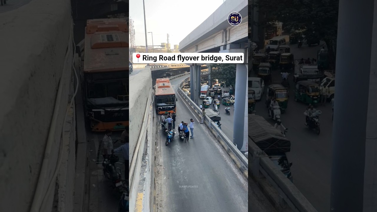 Bus narrowly escapes a major mishap on ring Road, Surat #surat #news #bus