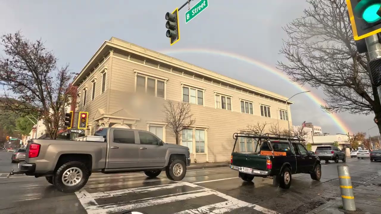 Rainbow sighting motorcycle ride rain
