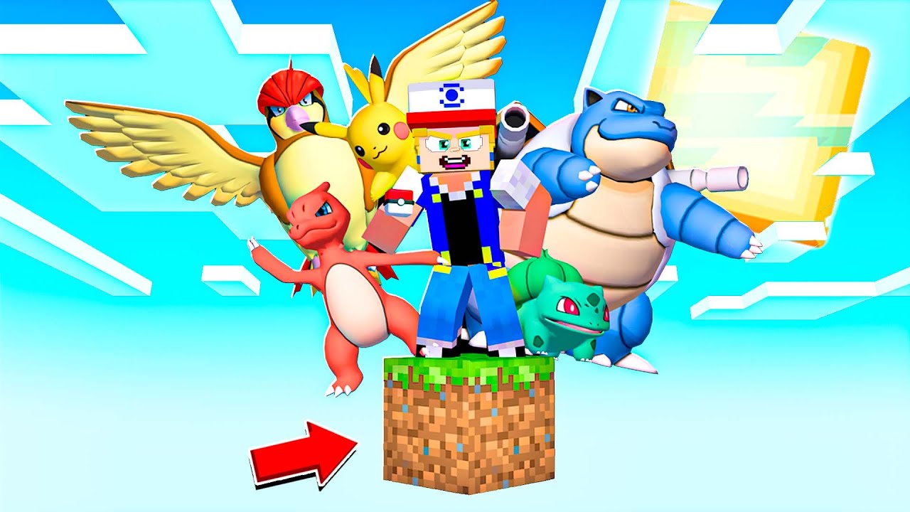 SOBREVIV&Iacute; en UN SOLO BLOQUE de POKEMON SERP en MINECRAFT😱💥