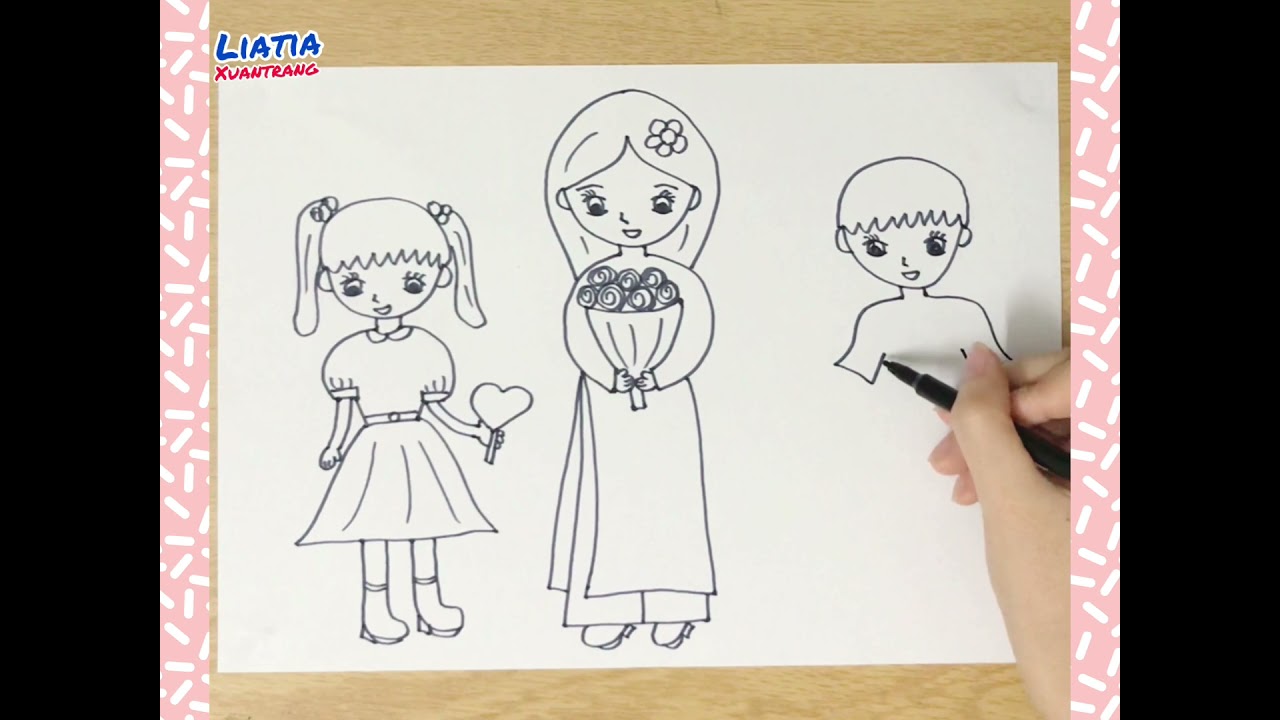 Vẽ tranh tặng cô giáo ngày 20 tháng 11 đơn giản | How to draw Vietnamese teacher's day easy