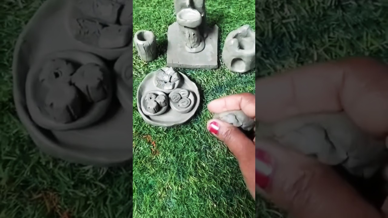 How to make miniature kitchen set with clay mitti