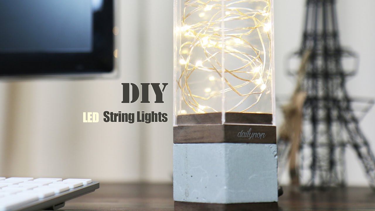 DIY Concrete Base LED Lamp l String Lights.