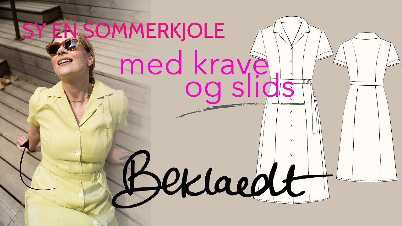 Sy en sommerkjole med bred krave og slids