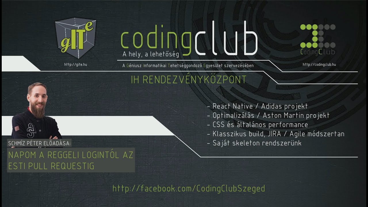 CodingClub - Schmíz Péter: Napom a reggeli logintól az esti pull requestig