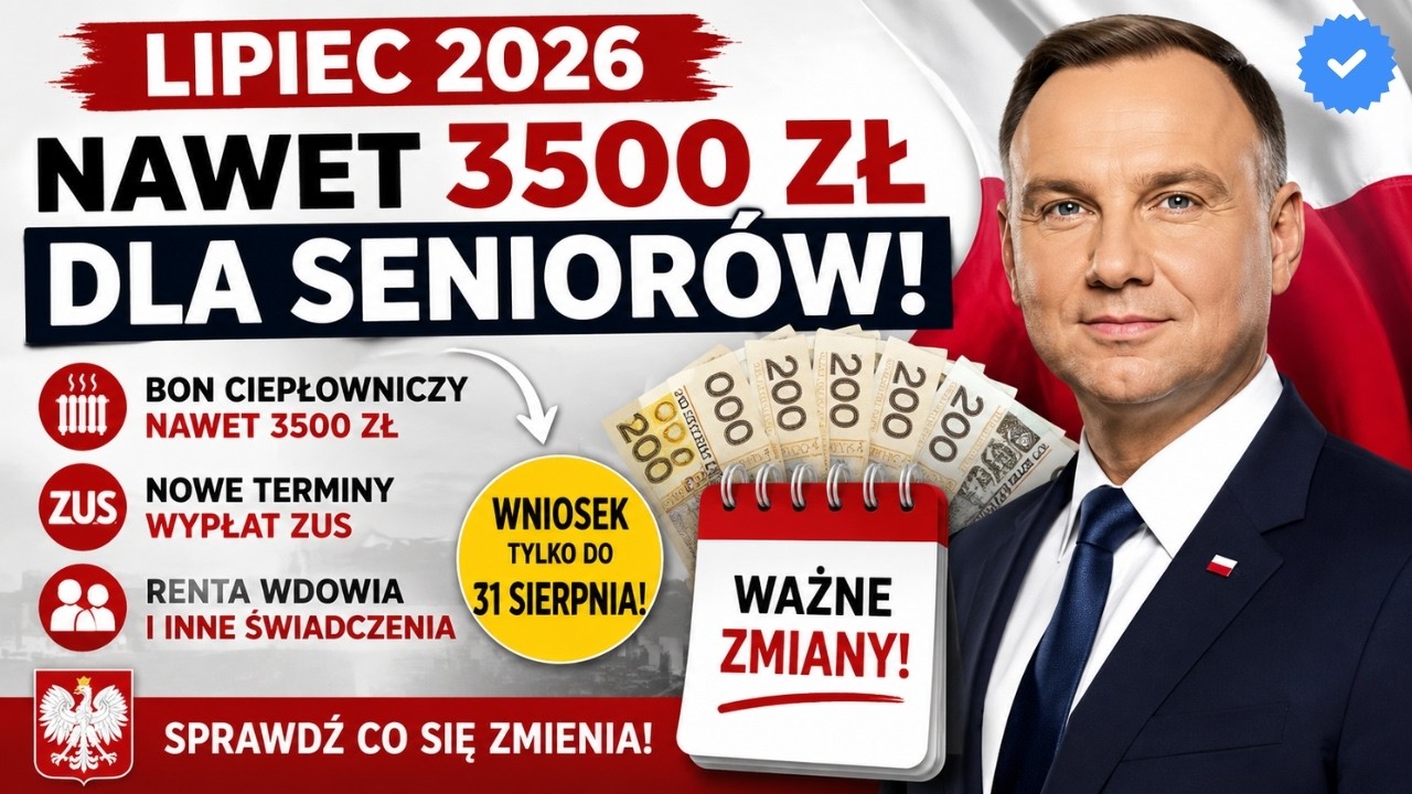 LIPIEC 2026: Nawet 3500 ZŁ Dla Senior&oacute;w! Bon Ciepłowniczy, ZUS, Renta Wdowia