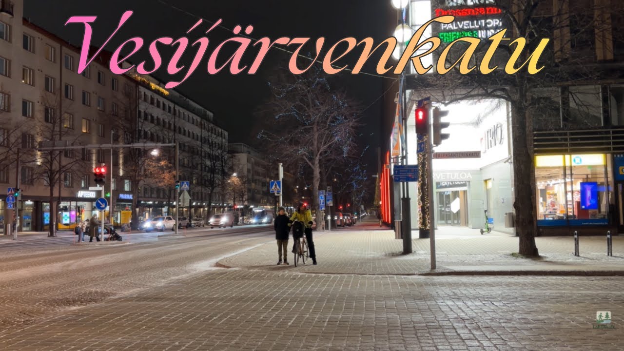 Talvinen iltakävely Vesijärvenkadulla, Lahdessa ❄️🌙