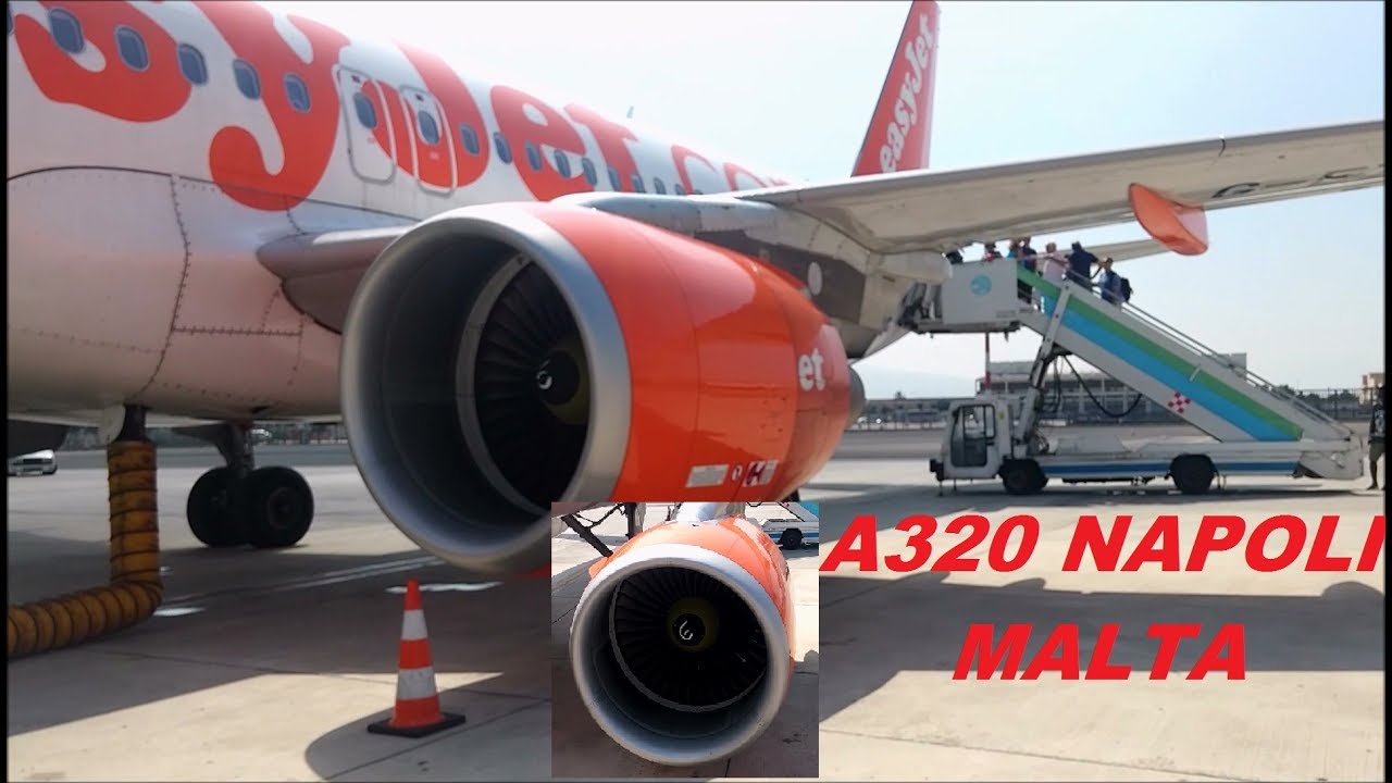 Airport Naples. Flight Easyjet Napoli Malta July 2017. Take off and landing