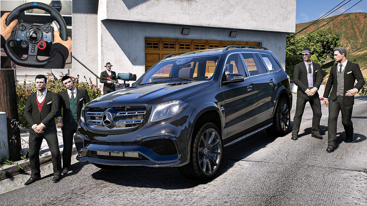 Realistic Mafia in Los Angeles | Mercedes-AMG GLS 63 (X166) - GTA 5 Steering Wheel Gameplay