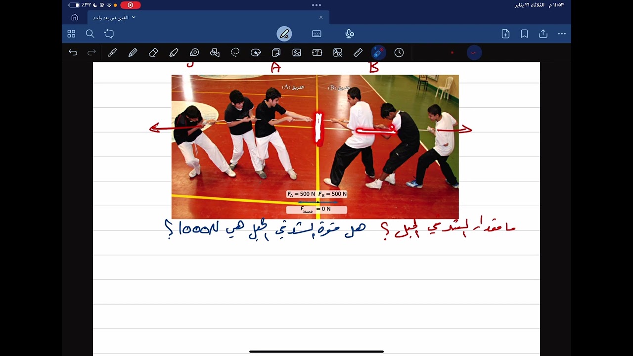 قوة الشد في الحبال والخيوط
