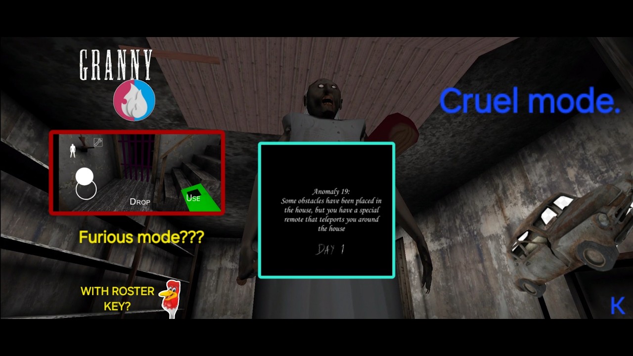 Granny mod pack by LUB: Cruel mode - Car escape. With 19 anomaly/Furious mode assets.