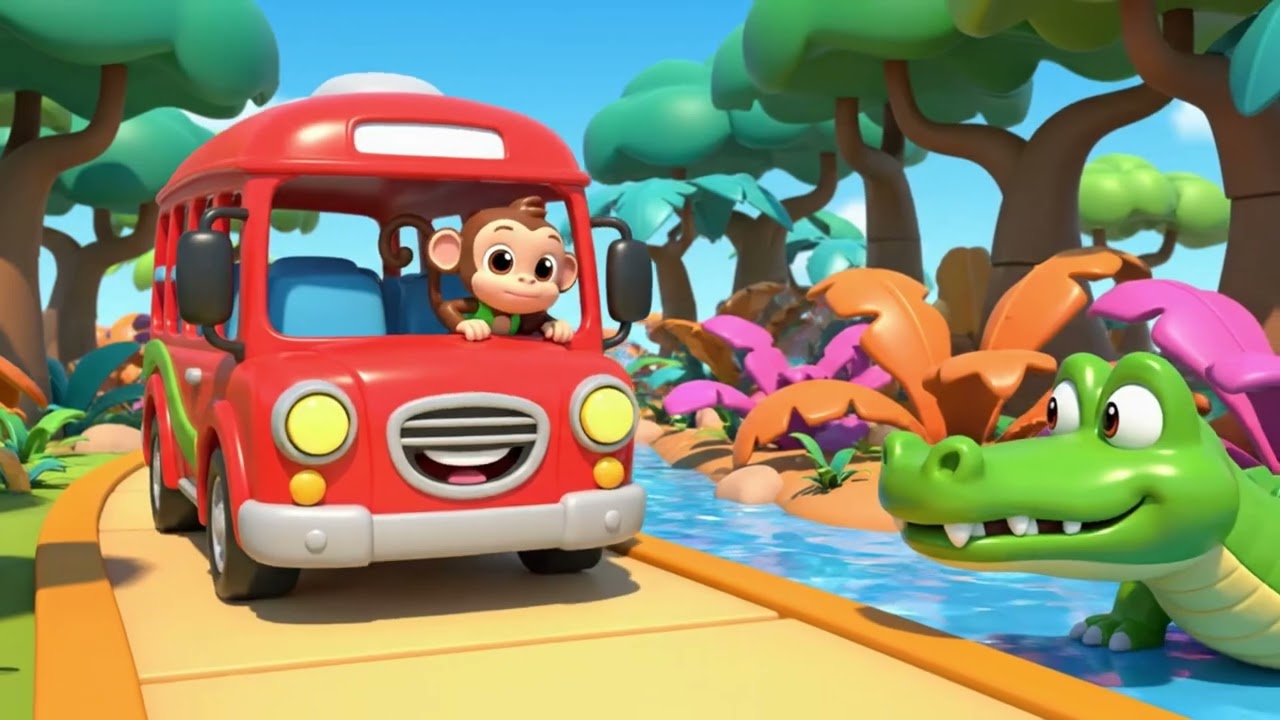 Wheels Go Round in the Jungle 🌴 | Fun Nursery Rhyme