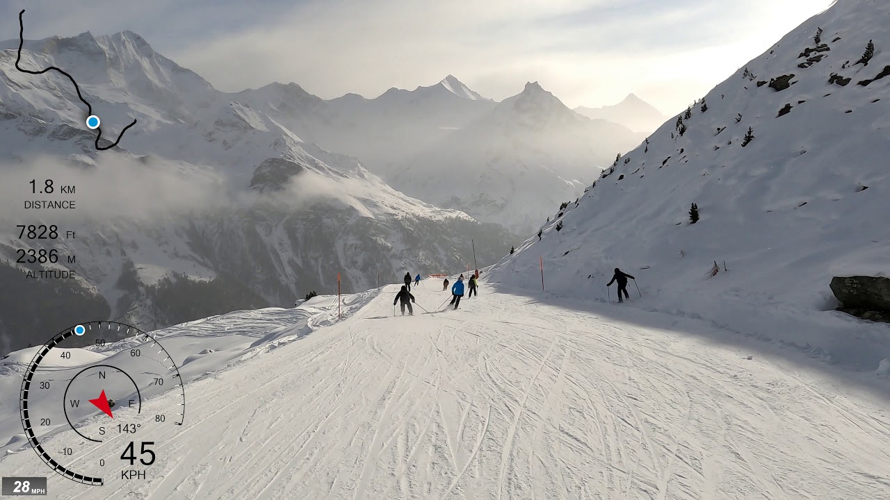 [5K] Skiing Zinal, L'Arête to Combe to Chiesso, Val d'Anniviers Valais Switzerland, GoPro HERO9
